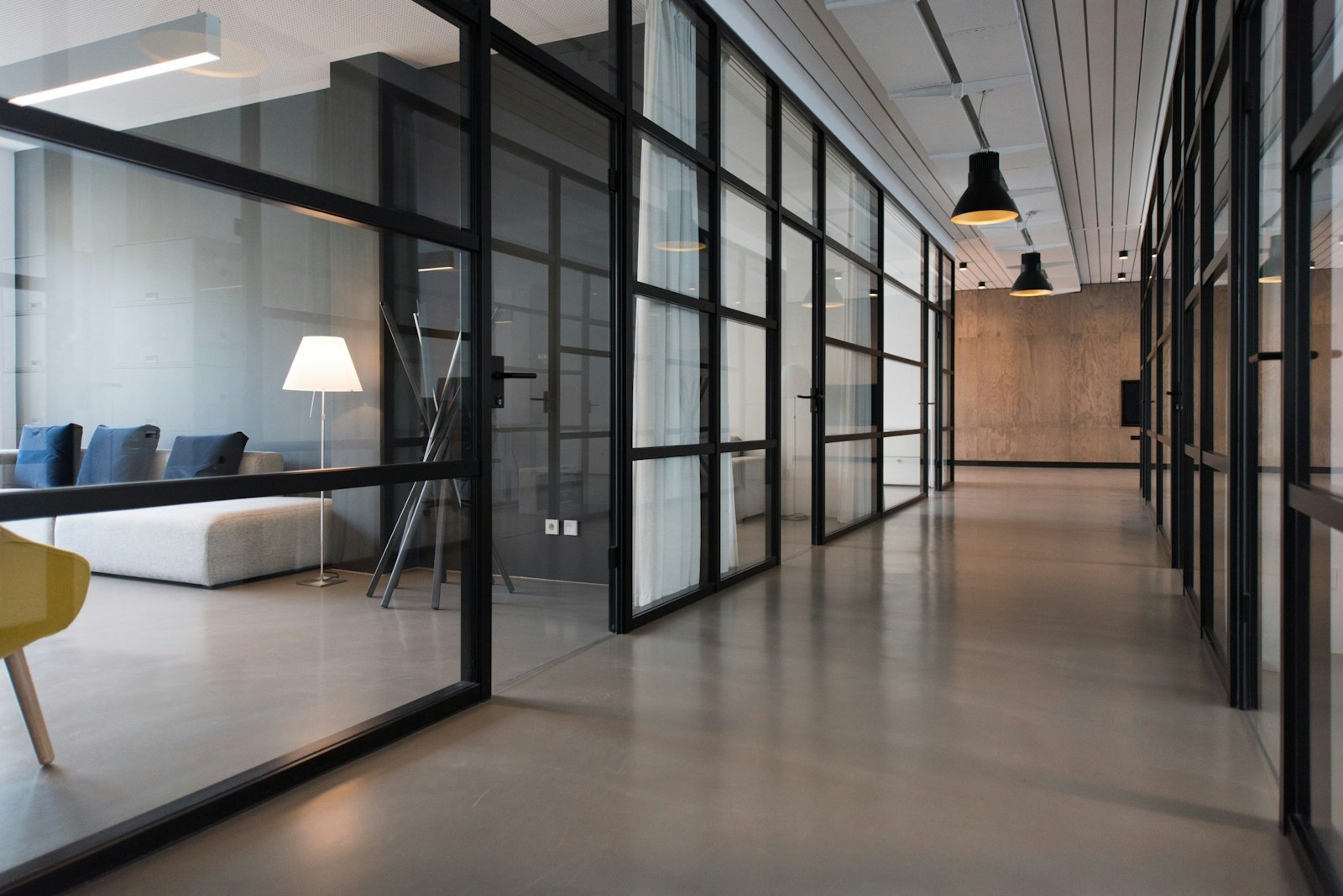 Black-framed glass office partitions — glass & aluminium work by FC Glass